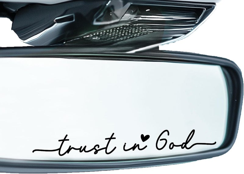 CYLDGNS 3 x Car Rear Mirror Vinyl Decal Stickers Water Bottle Decor Cute Laptop Sticker Aesthetic Tumbler Positive Affirmation Decal Car Rearview for Women Gift for Her (Black, Trust in God) - Image 1